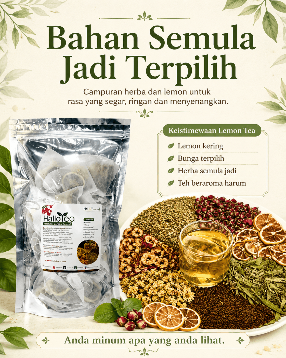 Hallo Dried Herbs Natural Lemon Tea angle 2